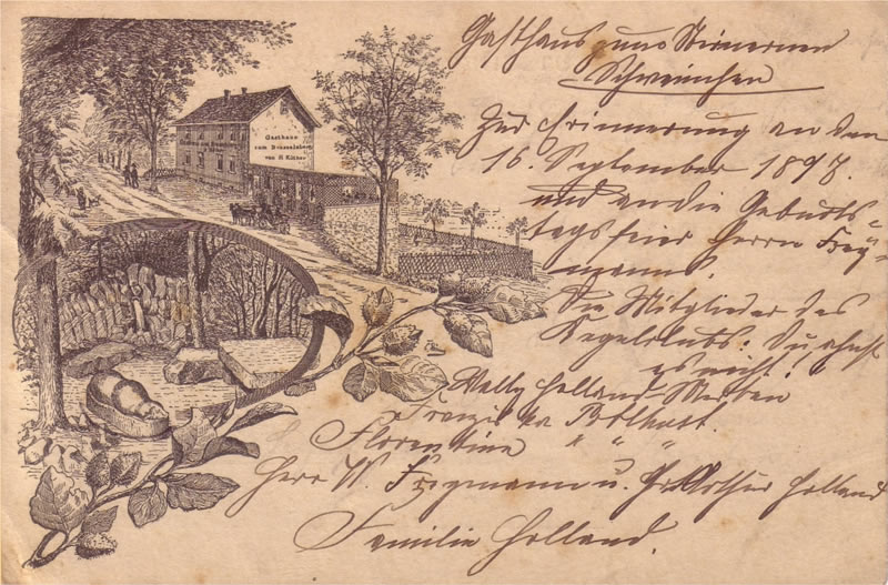 Postkarte Steinernes Schweinchen 1898